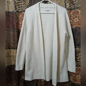 LOFT Women's Ivory Ribbed Cardigan